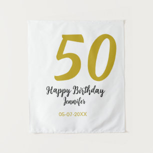 50th birthday add name date year black template go tapestry