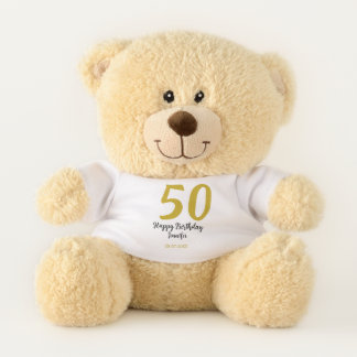 50th birthday add name date year black template go teddy bear