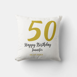 50th birthday add name date year black template go throw pillow