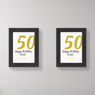 50th birthday add name date year black template go wall art sets