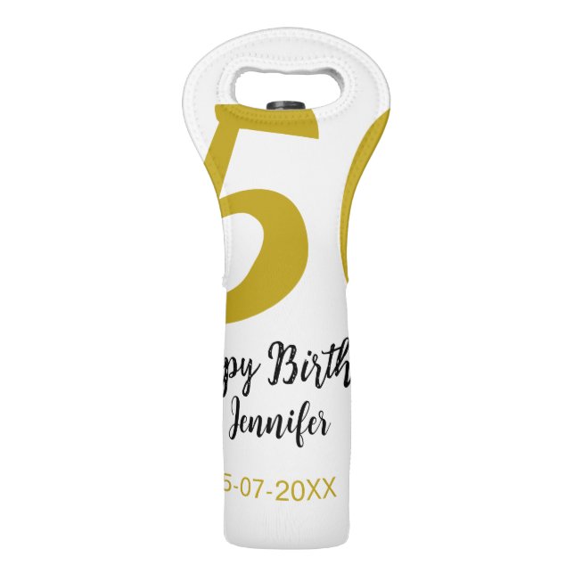 50th birthday add name date year black template go wine bag (Front)