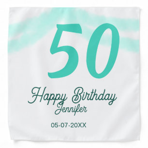 50th birthday add name date year green pastel bold bandana