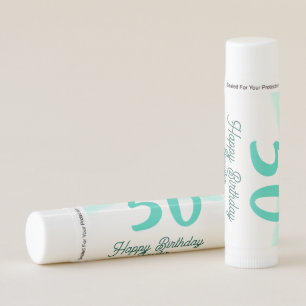 50th birthday add name date year green pastel bold lip balm