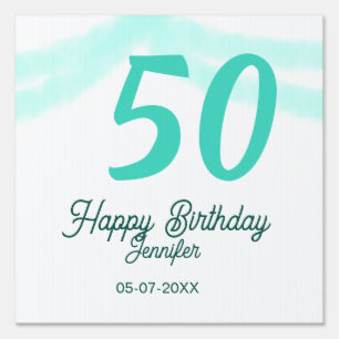 50th birthday add name date year green pastel bold sign