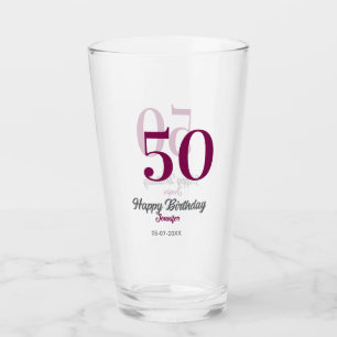 50th birthday add name date year mauve template  glass