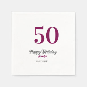 50th birthday add name date year mauve template napkins