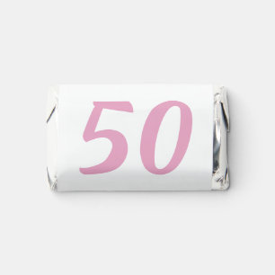50th birthday add name date year pink red bold hershey's miniatures