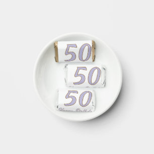 50th birthday add name date year purple brown mode hershey's miniatures