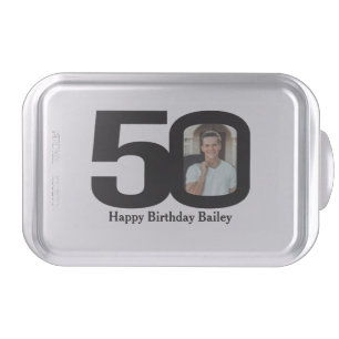 50th birthday add your own photo snap on tin cake pan