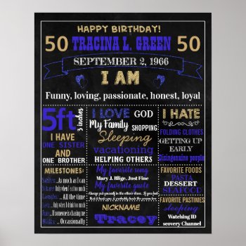 50th Birthday Adult Cake Smash Chalkboard Sign by 10x10us at Zazzle