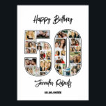 50th Birthday Age Number 50 Custom Photo Collage Poster<br><div class="desc">Celebrate 50th birthday with this printable photo collage. Choose your favorite photos for display. Customize the name, text and date to fit your occasion. This will be a lovely keepsake with personalized message to look back on with family and friends. If you need any other number as your collage, feel...</div>