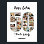 50th Birthday Age Number 50 Custom Photo Collage Poster<br><div class="desc">Celebrate 50th birthday with this printable photo collage. Choose your favorite photos for display. Customize the name, text and date to fit your occasion. This will be a lovely keepsake with personalized message to look back on with family and friends. If you need any other number as your collage, feel...</div>
