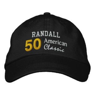 50th Birthday AMERICAN CLASSIC Custom Name A01 Embroidered Baseball Cap