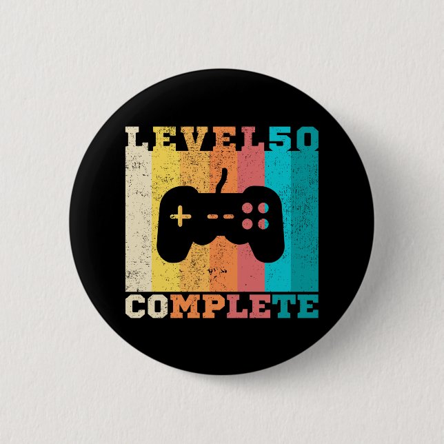 50th Birthday/ Anniversary Level 50 Complete Button (Front)