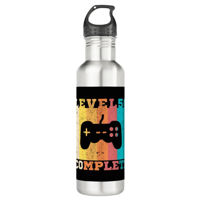50th Birthday/ Anniversary Level 50 Complete Stainless Steel Water Bottle (Front)