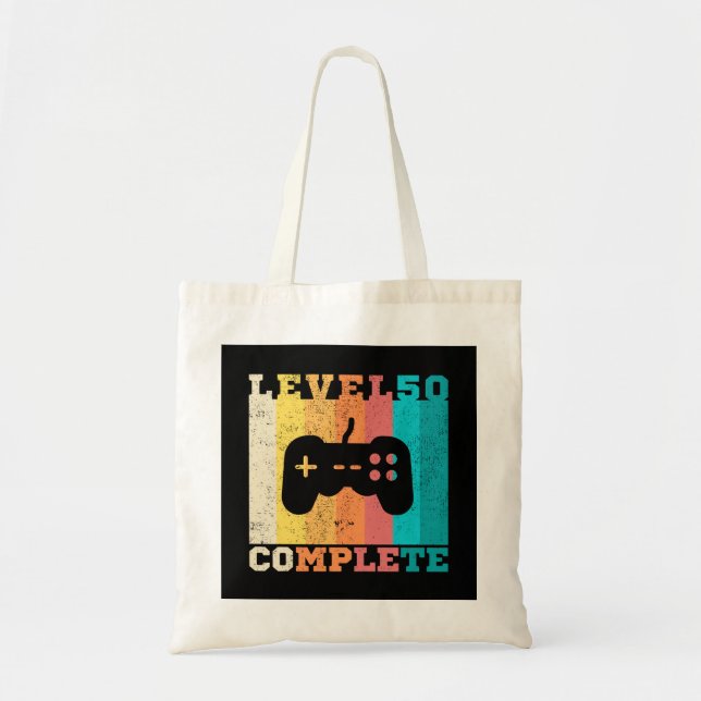50th Birthday/ Anniversary Level 50 Complete Tote Bag (Front)