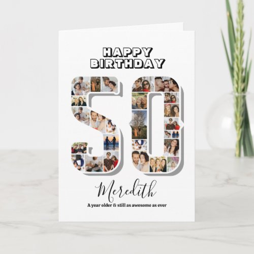 50th Birthday Anniversary Number 50 Photo Collage Card