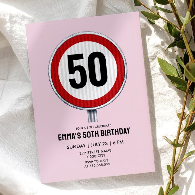 50th Birthday ANY AGE Speed Limit Sign Invitation (Creator Uploaded)