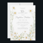 50th Birthday April Birth Month Flower Daisy Invitation<br><div class="desc">Small dainty daisies create a rustic wreath. Boho style at its sophisticated best.</div>