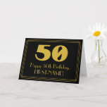 [ Thumbnail: 50th Birthday: Art Deco Inspired Look "50" & Name Card ]