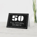 [ Thumbnail: 50th Birthday: Art Deco Inspired Look "50" & Name Card ]