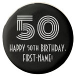 [ Thumbnail: 50th Birthday - Art Deco Inspired Look "50", Name ]
