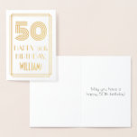 [ Thumbnail: 50th Birthday - Art Deco Inspired Look "50" & Name Foil Card ]