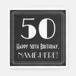 [ Thumbnail: 50th Birthday ~ Art Deco Inspired Look "50", Name Napkins ]