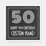 [ Thumbnail: 50th Birthday: Art Deco Inspired Look "50" + Name Napkins ]