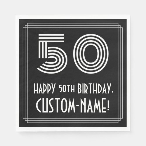 50th Birthday Art Deco Inspired Look 50  Name Napkins