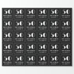 [ Thumbnail: 50th Birthday - Art Deco Inspired Look "50", Name Wrapping Paper ]