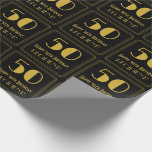 [ Thumbnail: 50th Birthday ~ Art Deco Inspired Look "50", Name Wrapping Paper ]