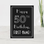 [ Thumbnail: 50th Birthday: Art Deco Style # 50 & Custom Name Card ]