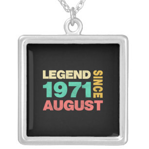 50th Birthday August Gift Vintage 1971 50 Years Silver Plated Necklace