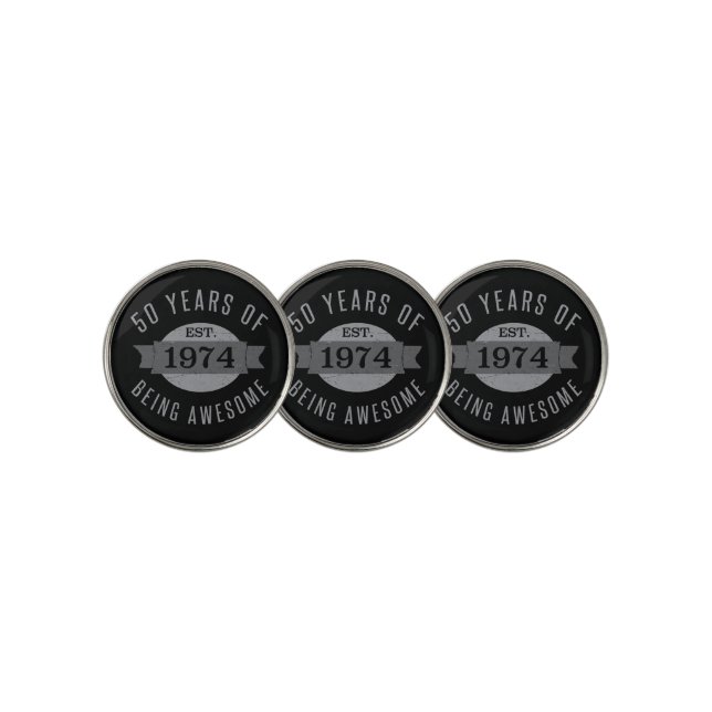 50th Birthday Awesome 1974 Golf Ball Marker (3 Up)