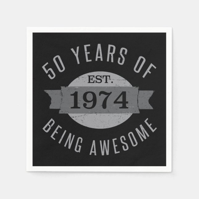 50th Birthday Awesome 1974 Napkins (Front)