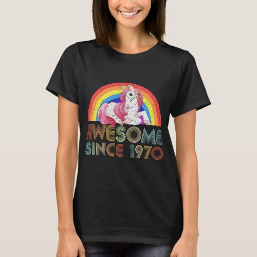 50th Birthday Awesome Since 1970 Unicorn 50 Years  T_Shirt