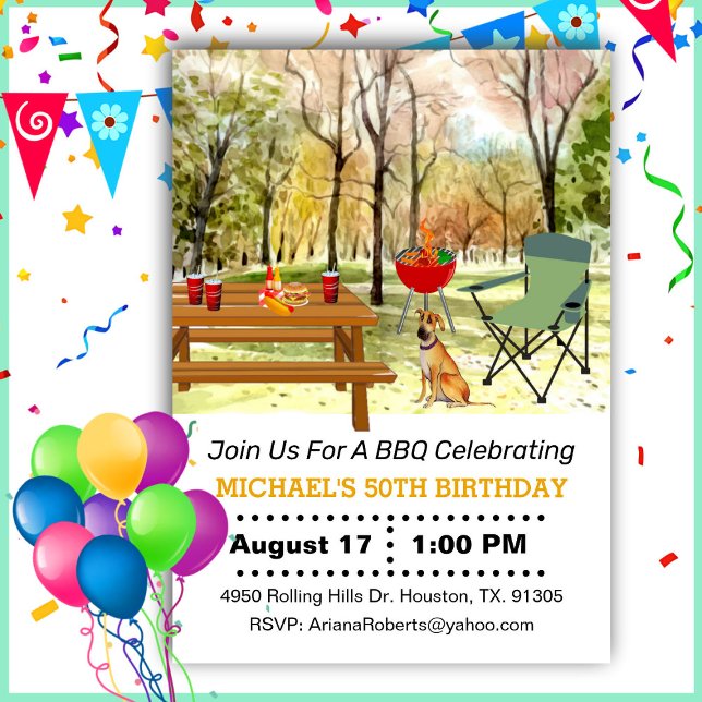50th Birthday Backyard Barbecue Invitation (Creator Uploaded)