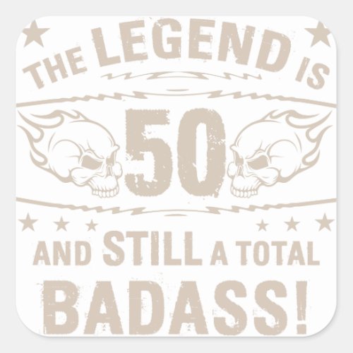 50th Birthday Badass Square Sticker