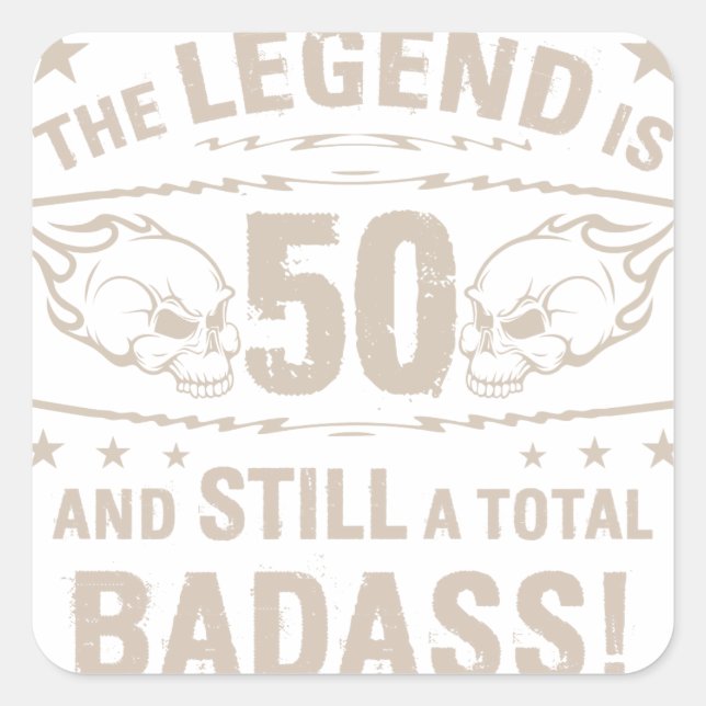 50th Birthday Badass Square Sticker (Front)