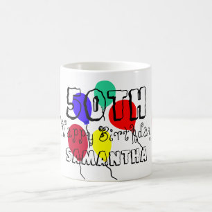 50th Birthday Balloons Personalized Mugs