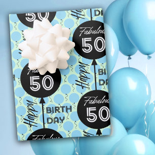 50th Birthday Balloons Wrapping Paper Sheets
