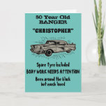 50th Birthday Banger Love Vintage Car Retro Style Card<br><div class="desc">Easily customize the text of this birthday card using the template provided. Part of the "Banger" range of designs.</div>