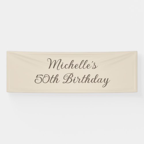 50th Birthday Banner Name Elegant Beige