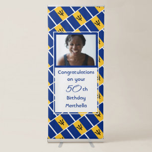 50th Birthday BARBADOS FLAG Custom Photo Retractable Banner
