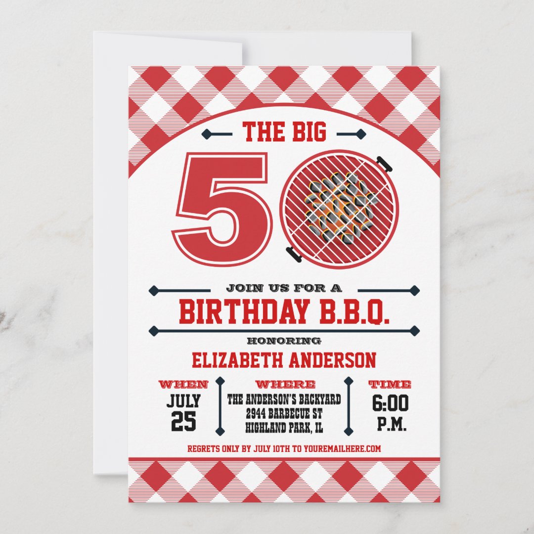 50th Birthday Barbecue Invitation Zazzle