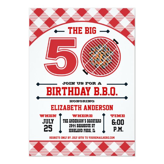50th birthday barbecue invitation zazzle com