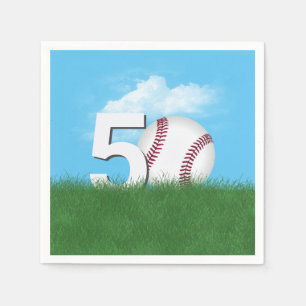 50th Birthday Baseball In Green Grass Napkins