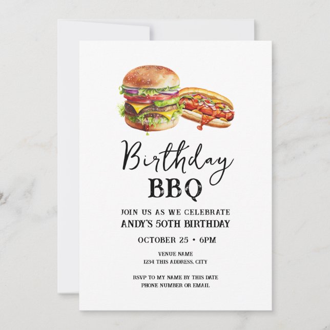 50th Birthday BBQ Casual Invitation (Front)