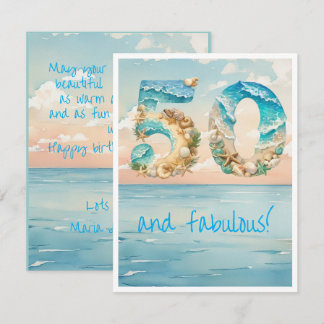 50th Birthday Beach Birthday Card